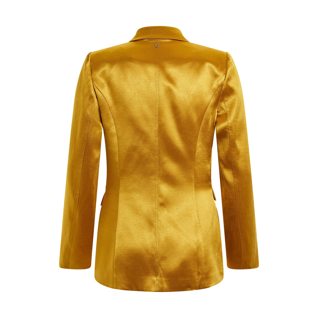 Giacca Donna GuessChampagne Oro Satin  Blazer Elegante Slim Fit