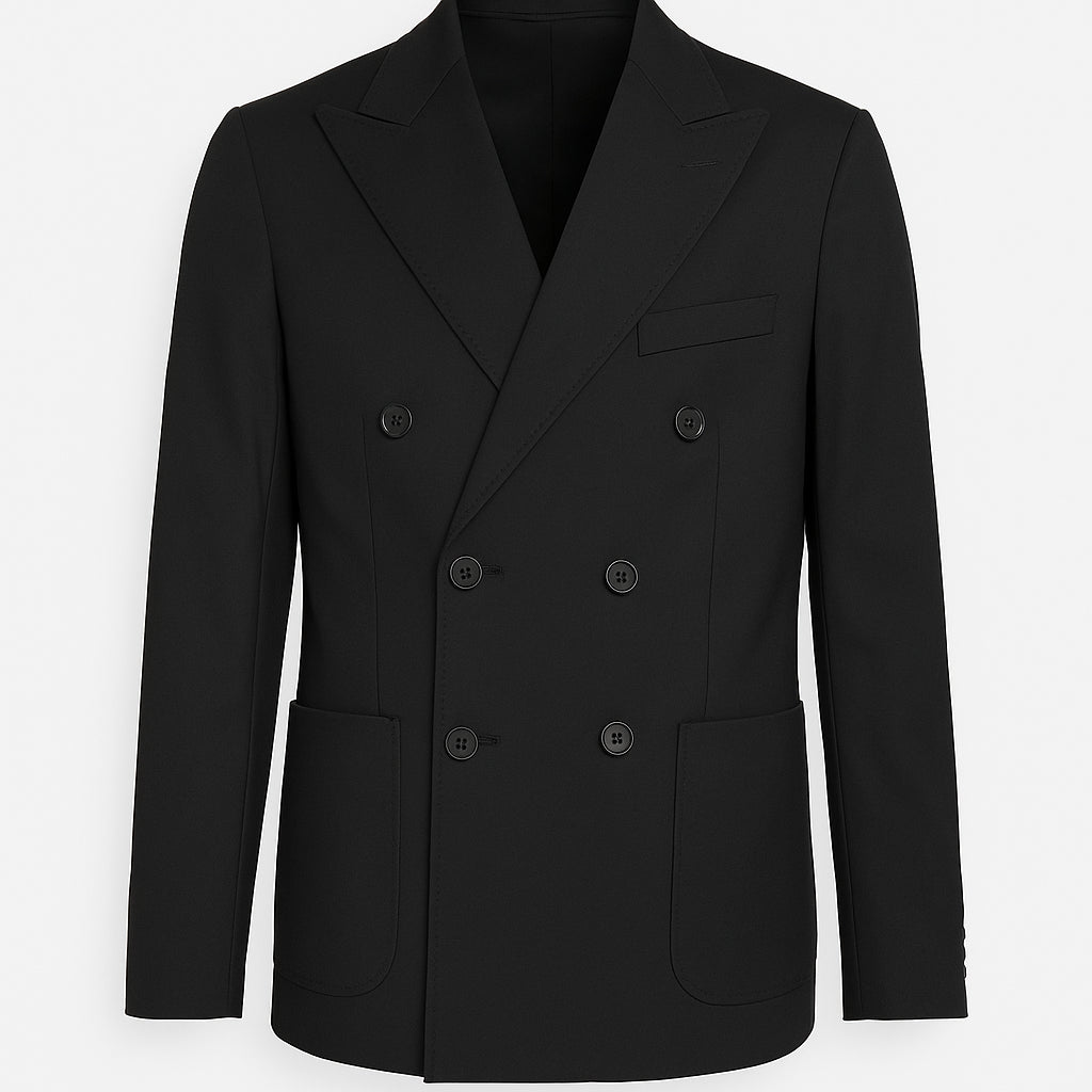 Double-Breasted Technical Fabric Jacket - Giaaz