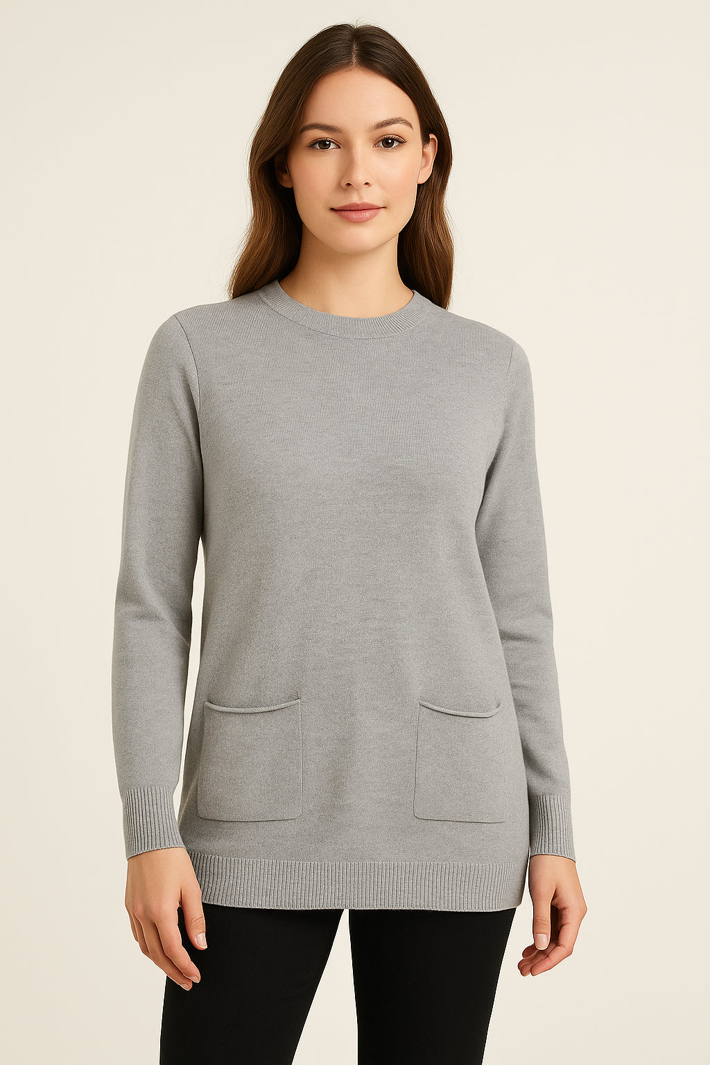 Maglia Lunga Donna Girocollo con Tasche Gattinoni