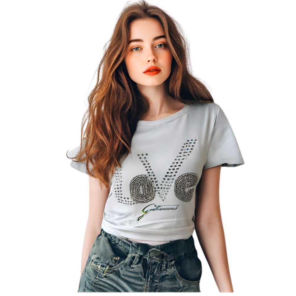 T-shirt Gattinoni Donna con Strass "LOVE"
