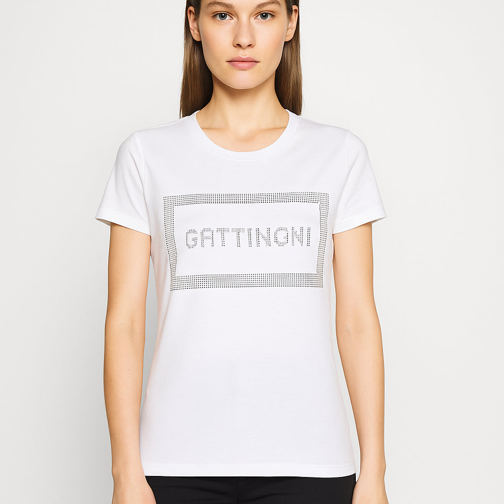 T-shirt Gattinoni con Logo in Strass