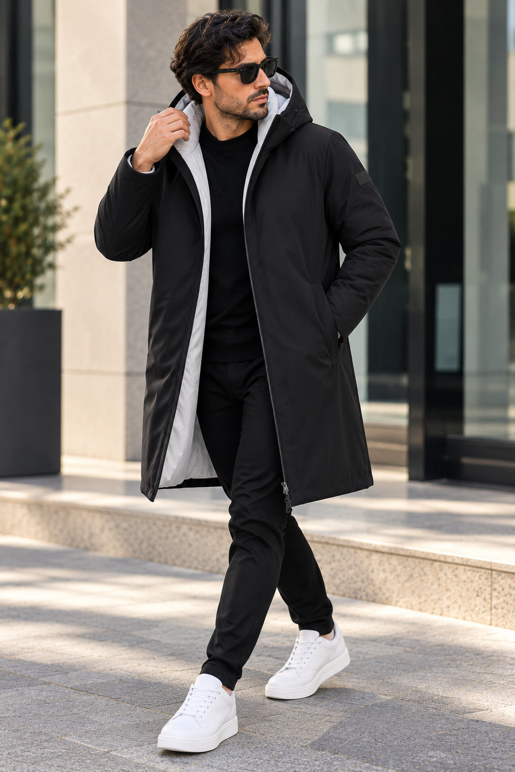 Long Reversible Hooded Parka