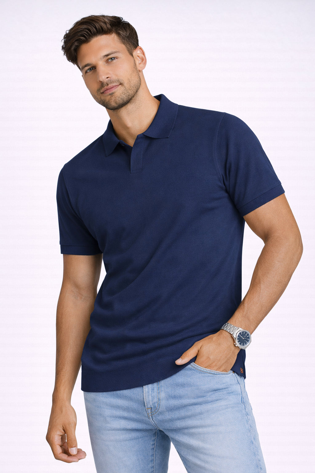 Polo en lin, point Milano, minimal