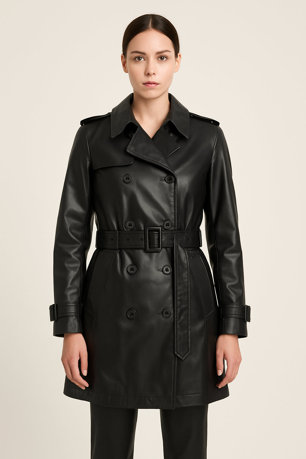 Trench Gattinoni Ecopelle Nero