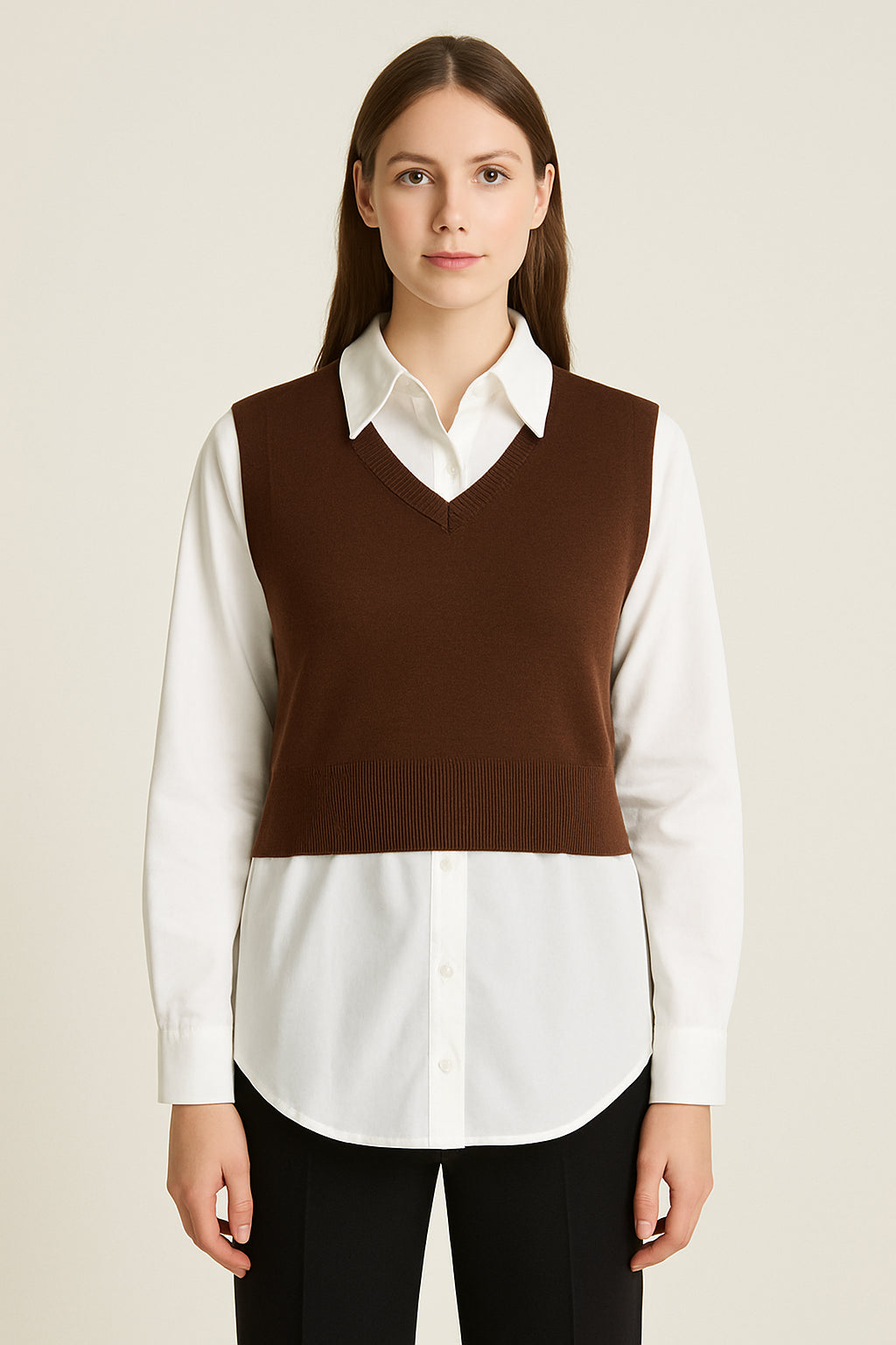 Maglioncino smanicato con camicia integrata Gattinoni