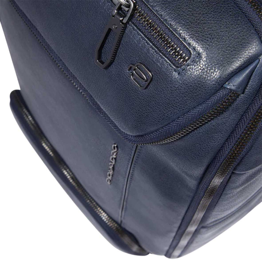 PQUADRO Leather and Fabric Laptop Backpack