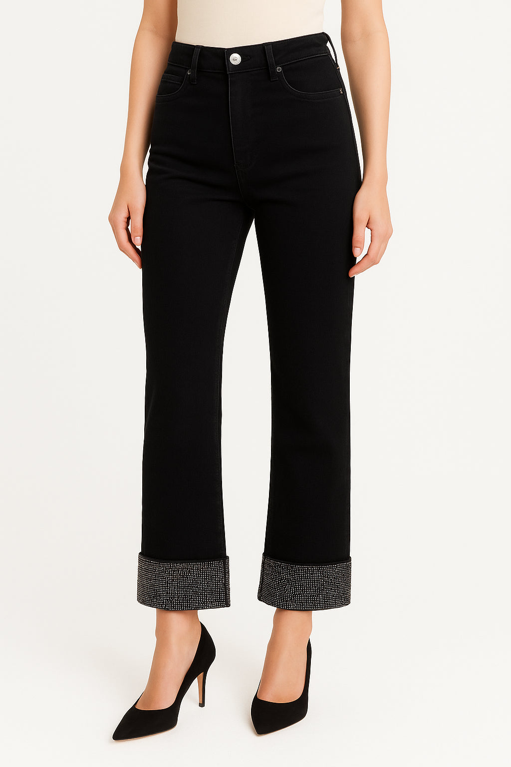 Jeans Donna Gattinoni Risvolto Strass Vita Alta