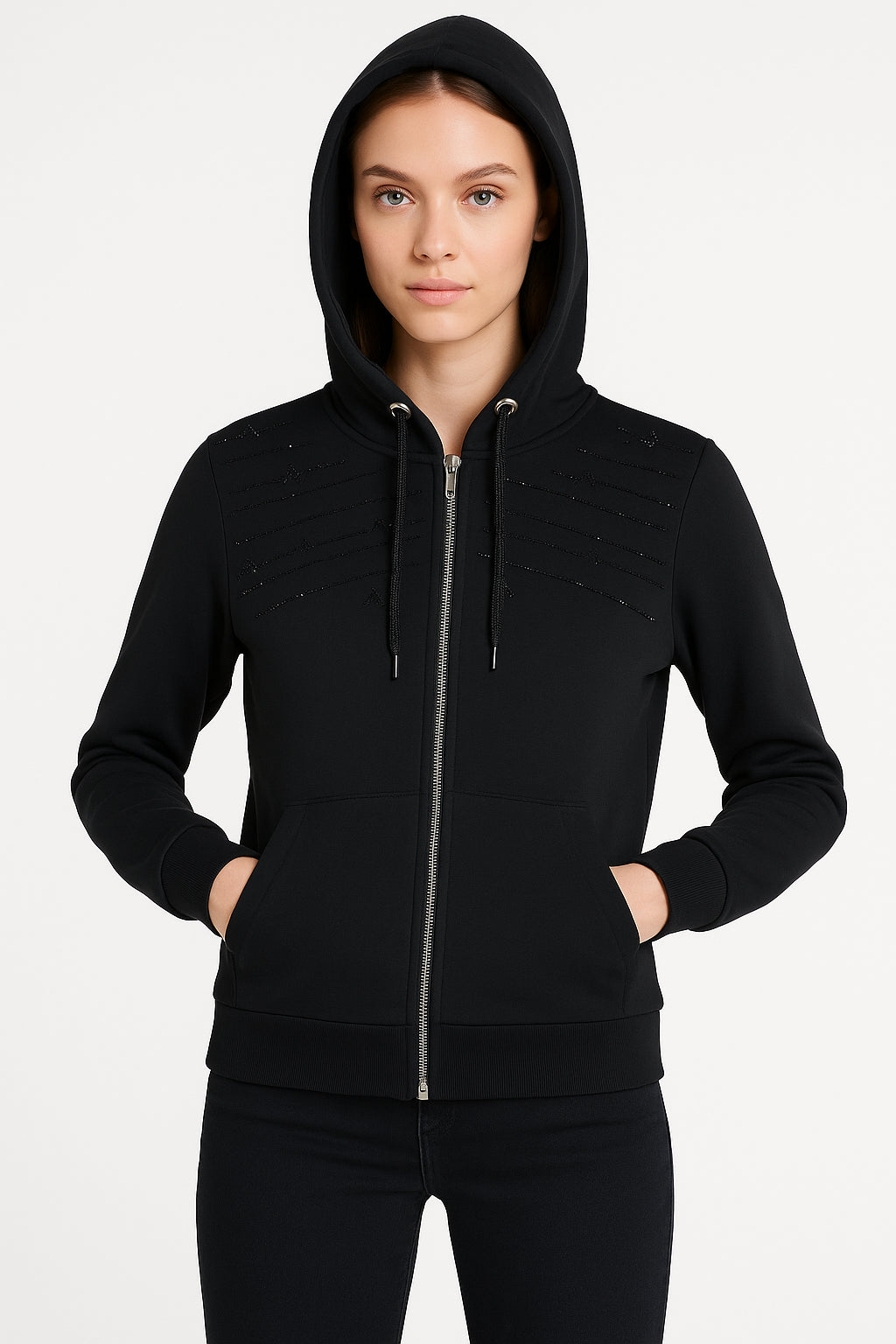 Felpa Donna con Zip e Cappuccio Armata di Mare Strass