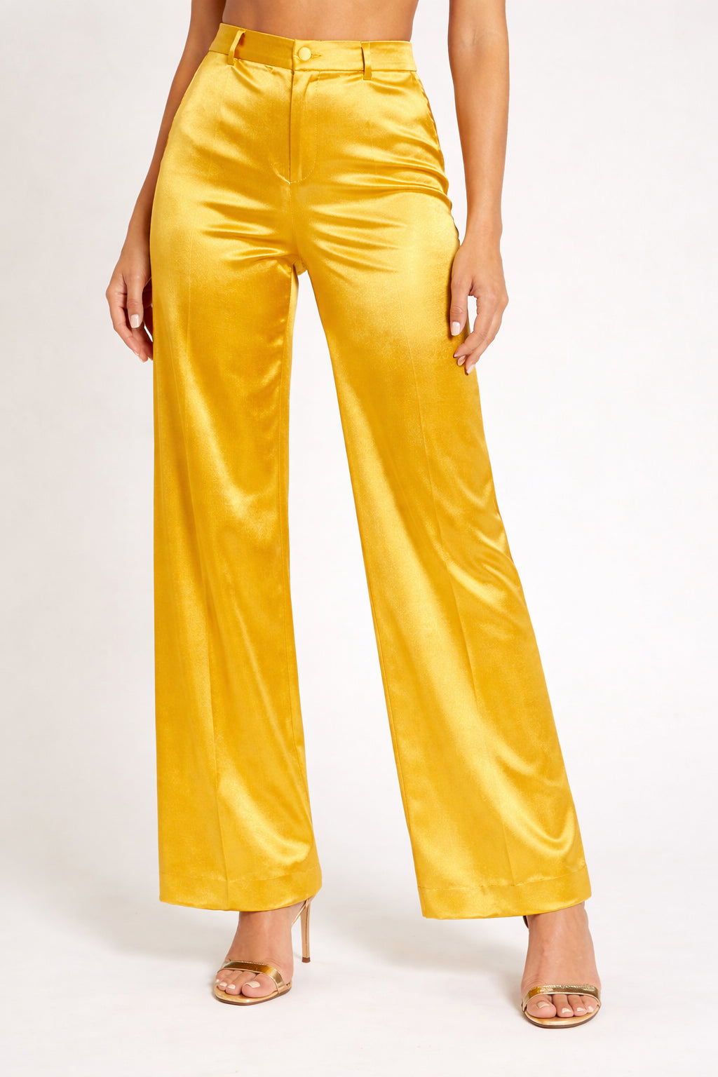 Pantalone Donna Gues Champagne Oro Satin Elegante