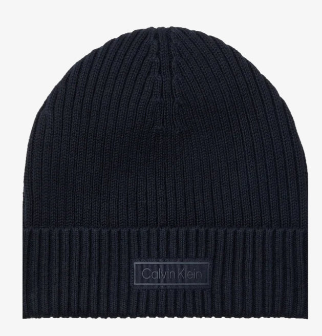 Berretto Patch Chunky Rib Cotton Beanie