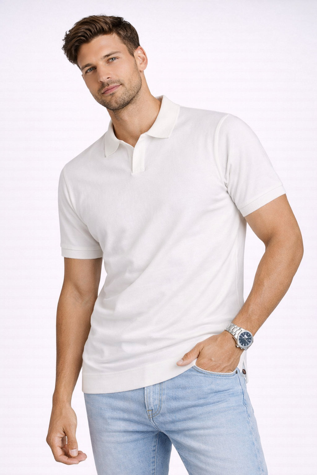 Polo en lin, point Milano, minimal