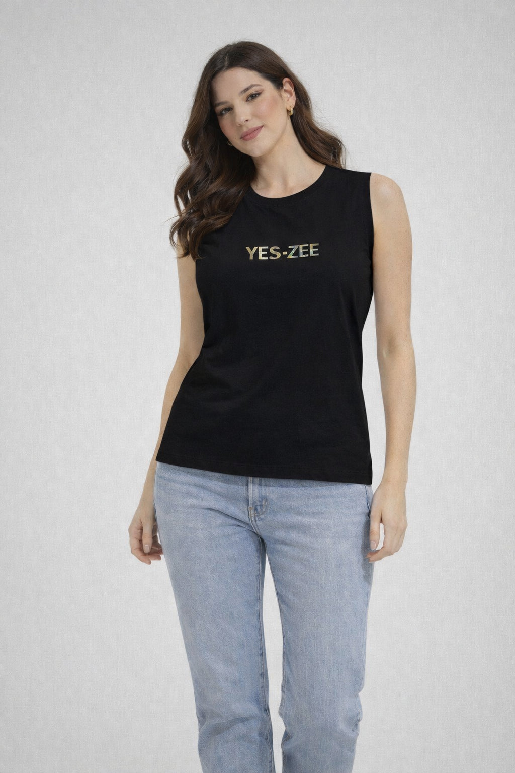 Women's Slim Fit Crew Neck Tank Top Yes Zee