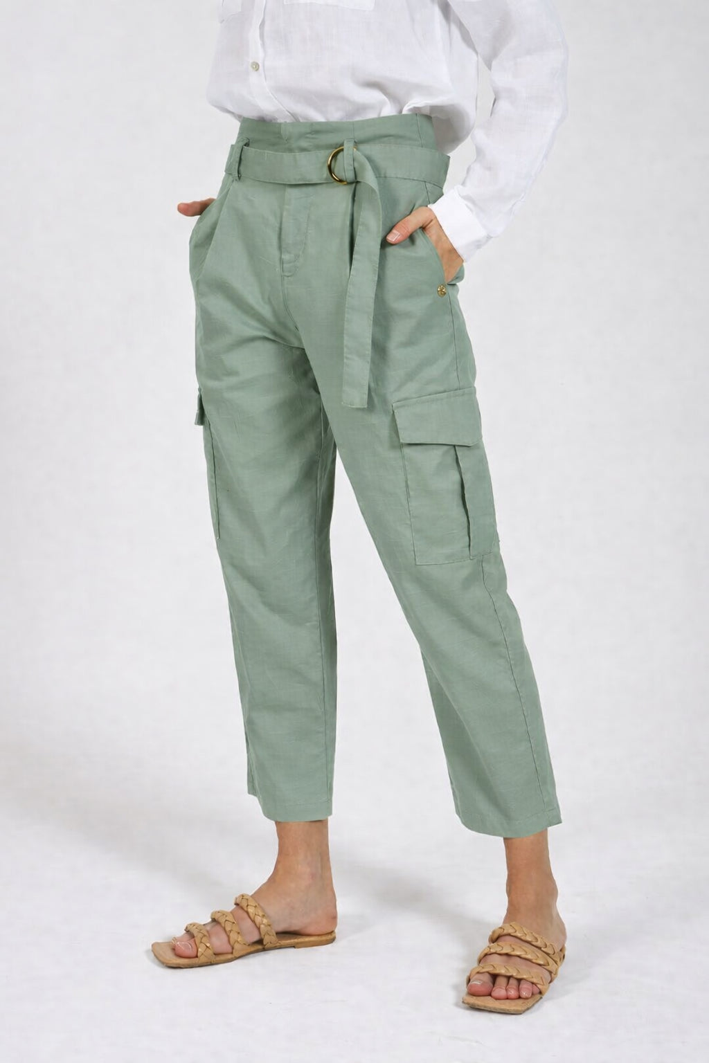 Pantalone Cargo Donna Yes Zee Misto Lino