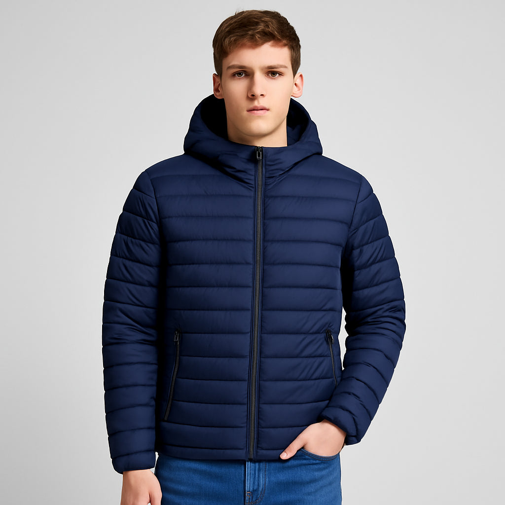 Giubbino Bomber 100 Grammi, giacca leggera con cappuccio, perfetta per la mezza stagione.