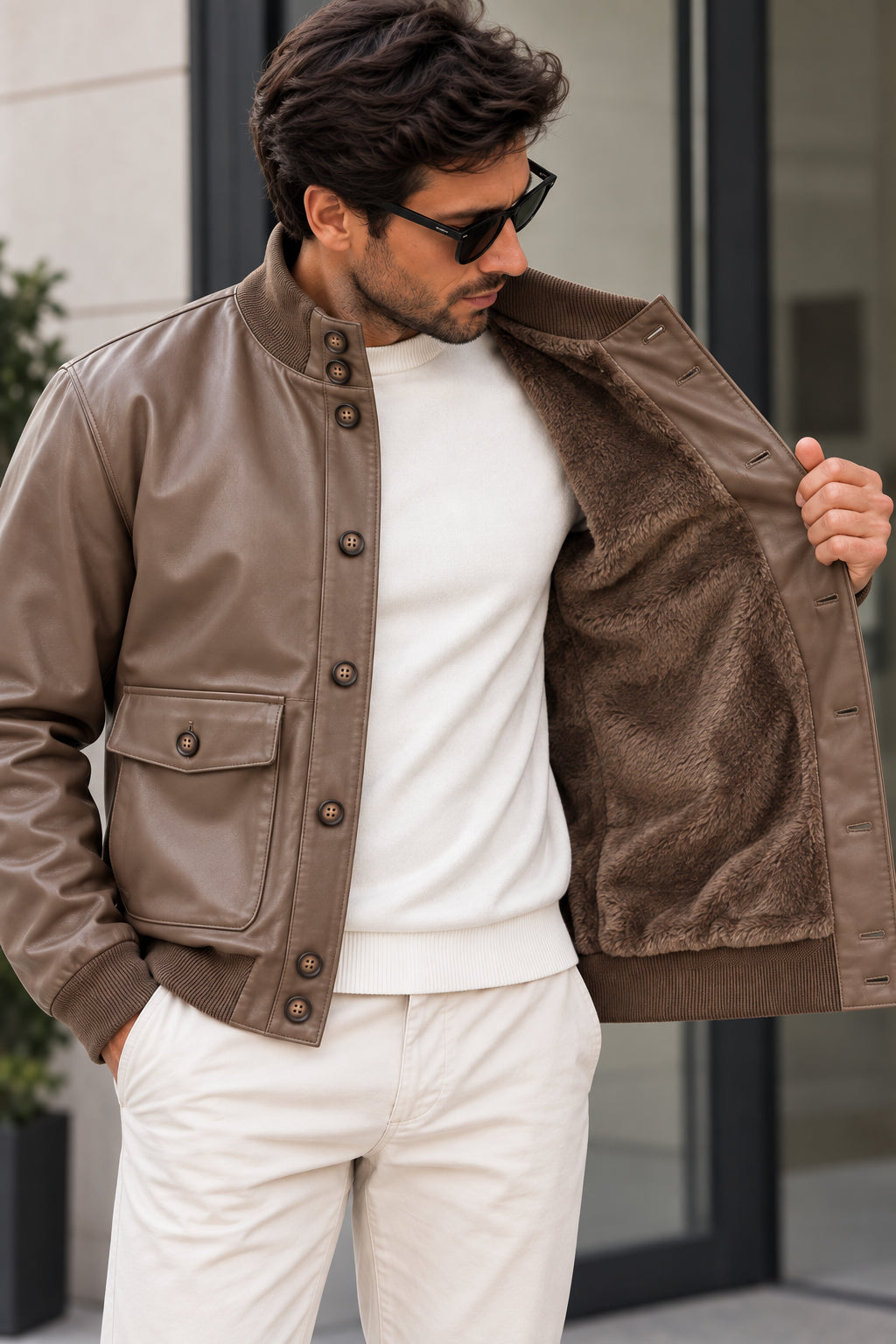 Jacke aus Punto Milano mit Fellfutter innen