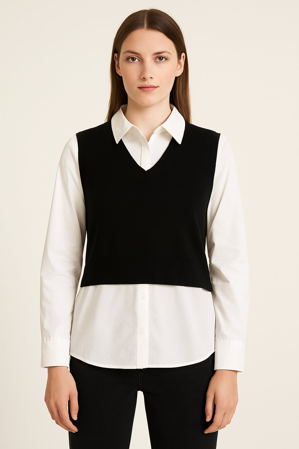 Maglioncino smanicato con camicia integrata Gattinoni