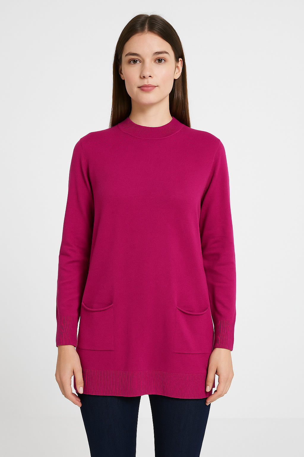 Maglia Lunga Donna Girocollo con Tasche Gattinoni