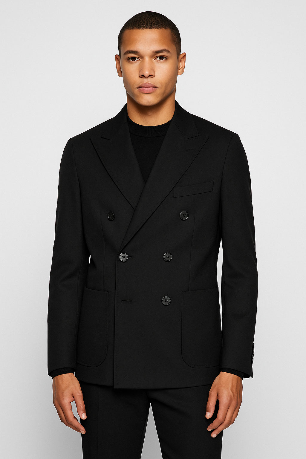 Double-Breasted Technical Fabric Jacket - Giaaz