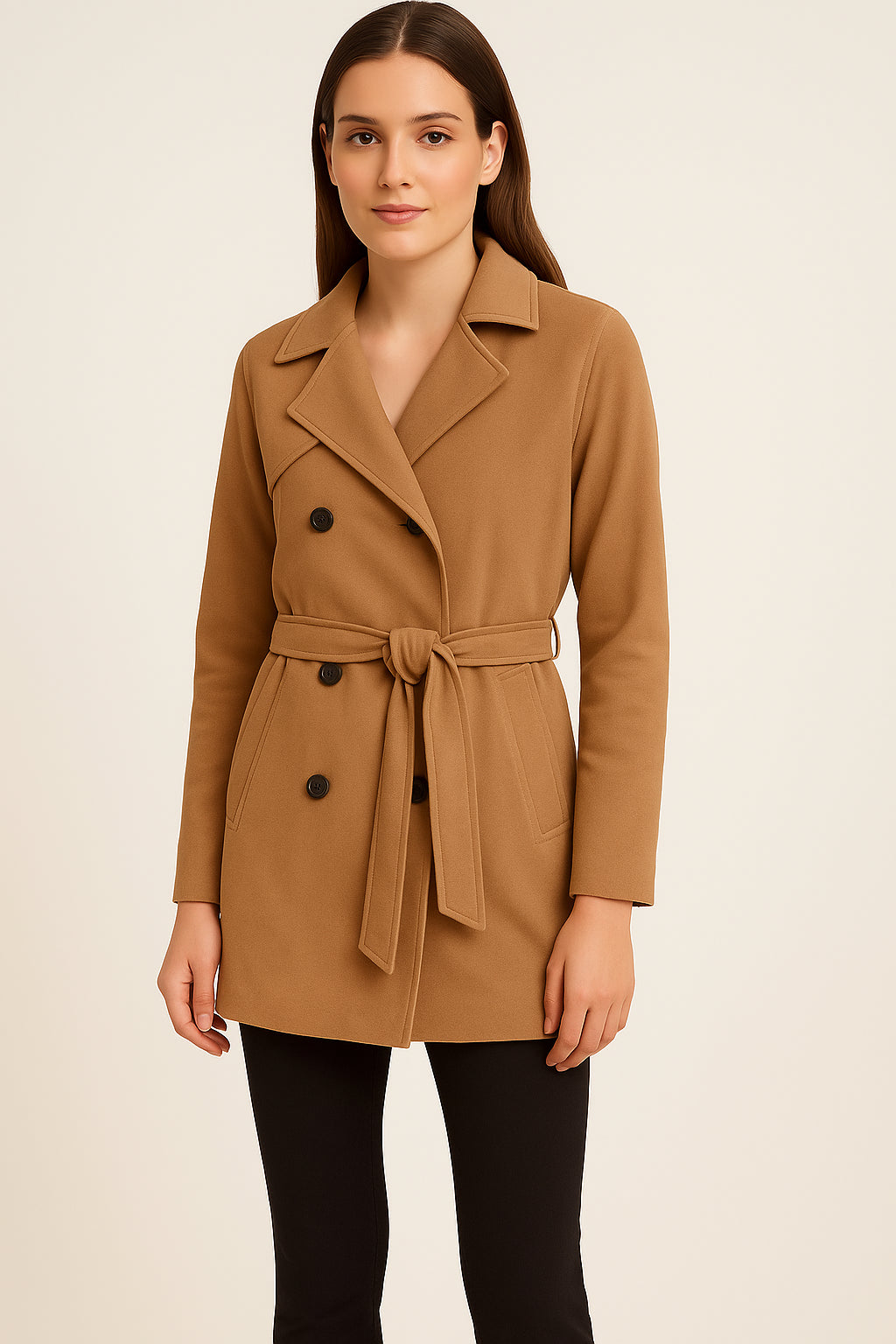 Trench Donna Elegante con Cintura in Vita