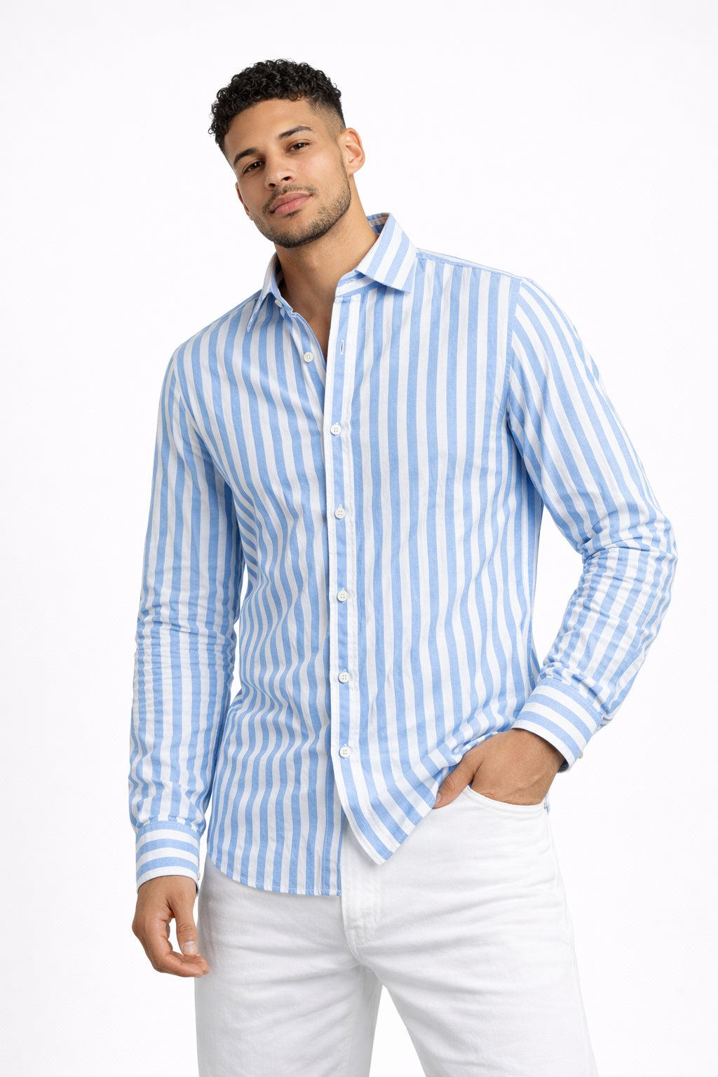 Milano Stitch Linen Shirt, Pinstripe