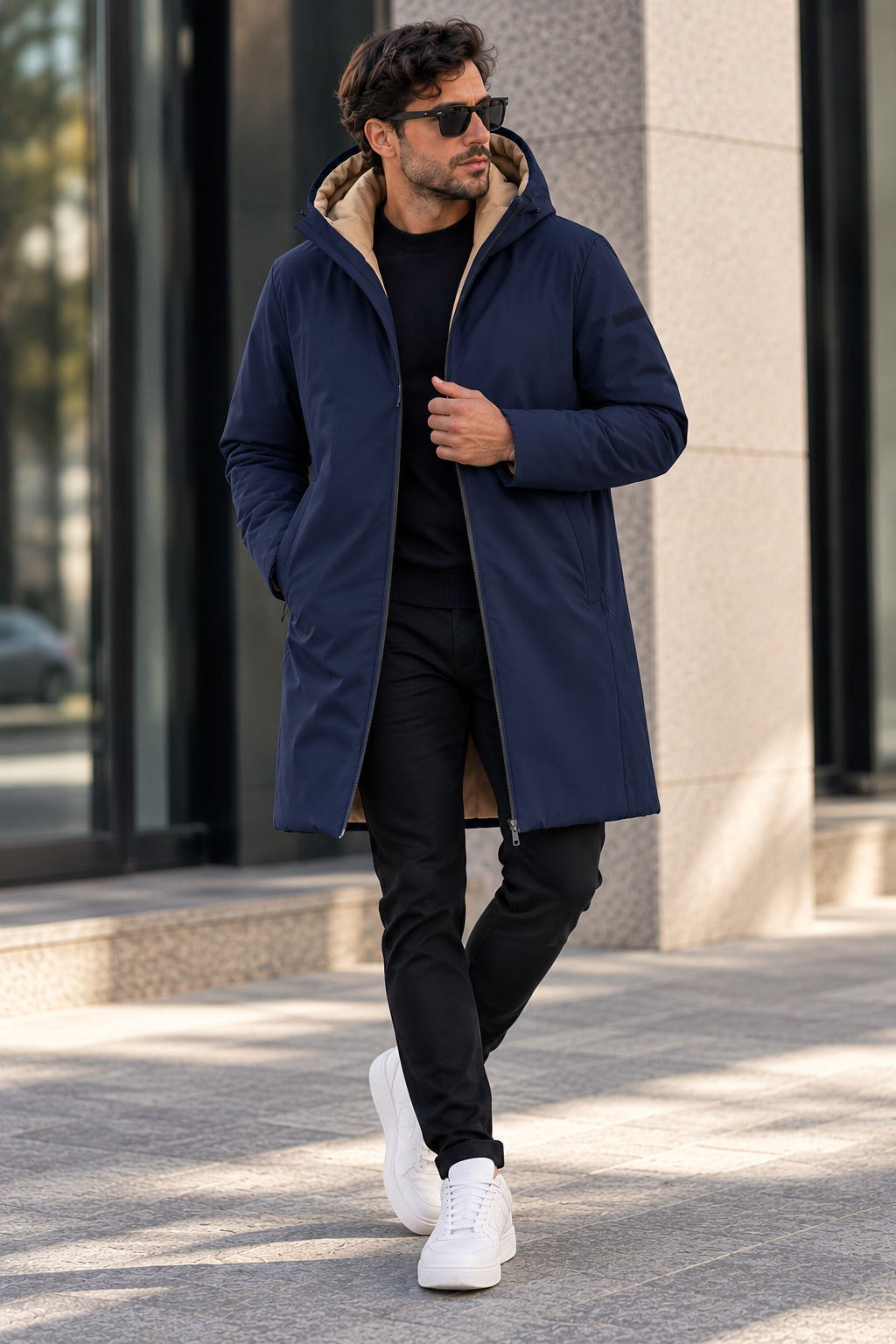 Long Reversible Hooded Parka