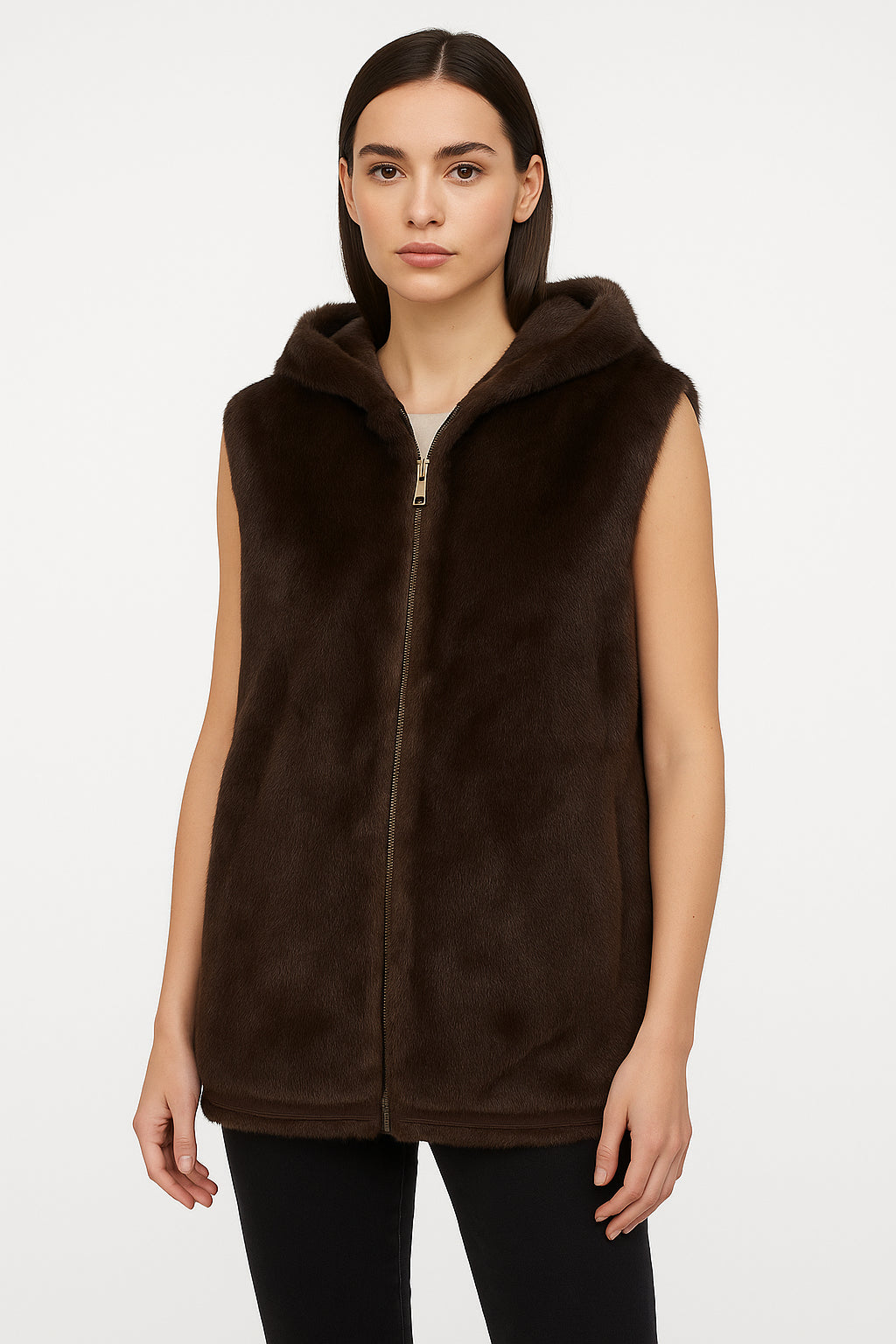 Gilet in ecopelliccia con cappuccio Gattinoni Couture