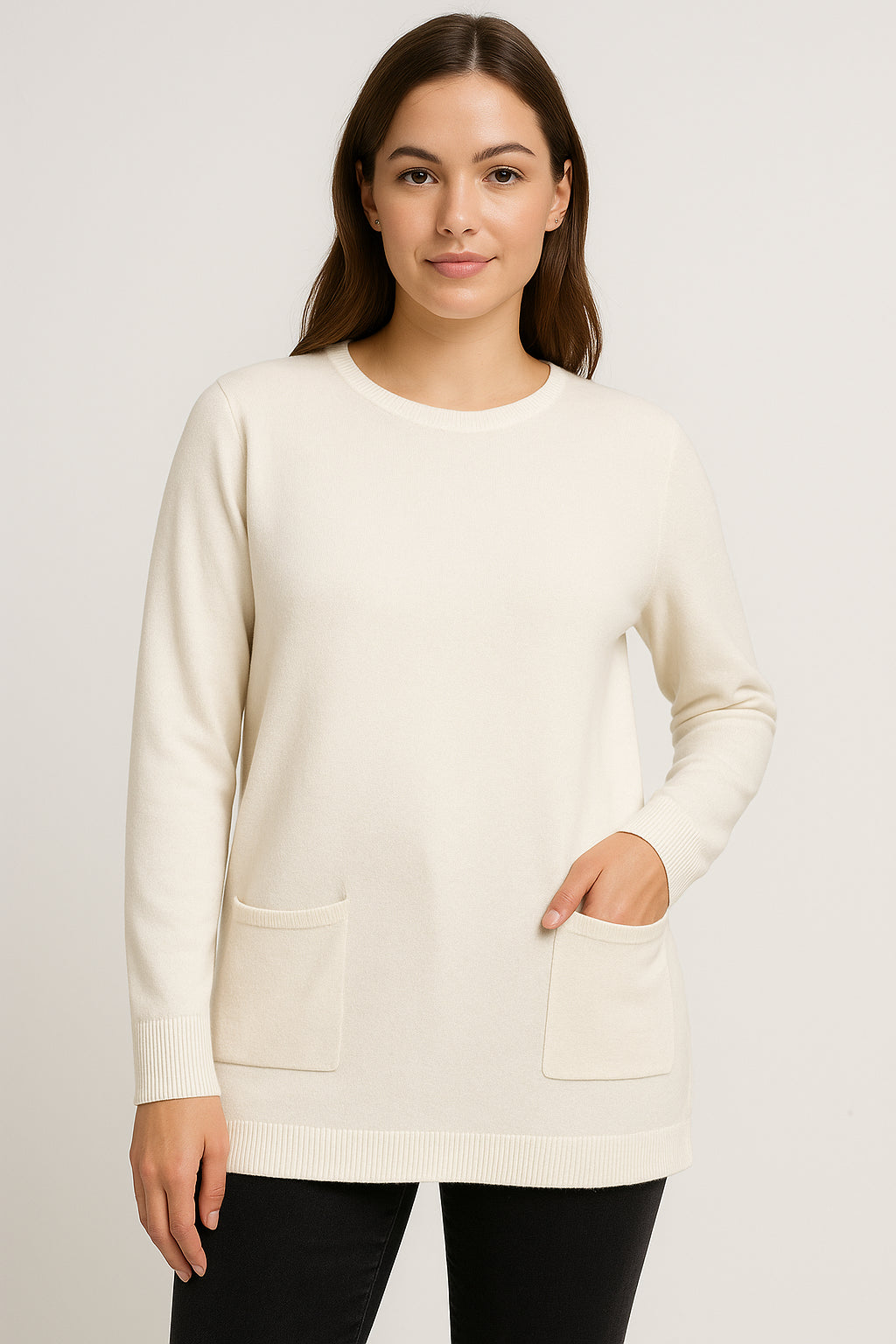 Maglia Lunga Donna Girocollo con Tasche Gattinoni