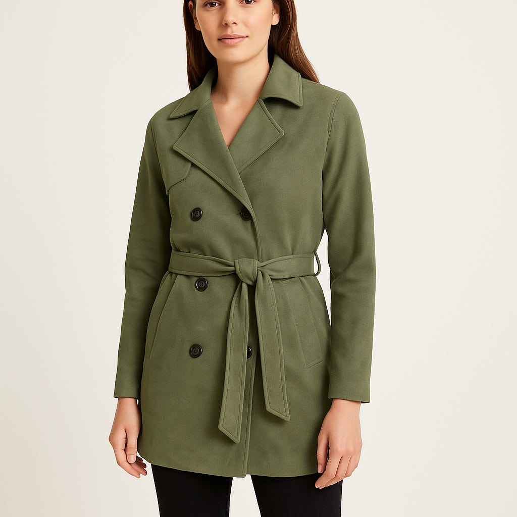 Trench Donna Elegante con Cintura in Vita
