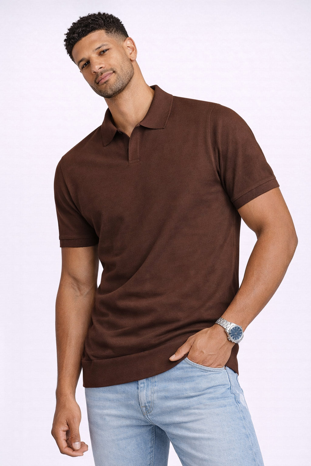 Polo en lin, point Milano, minimal